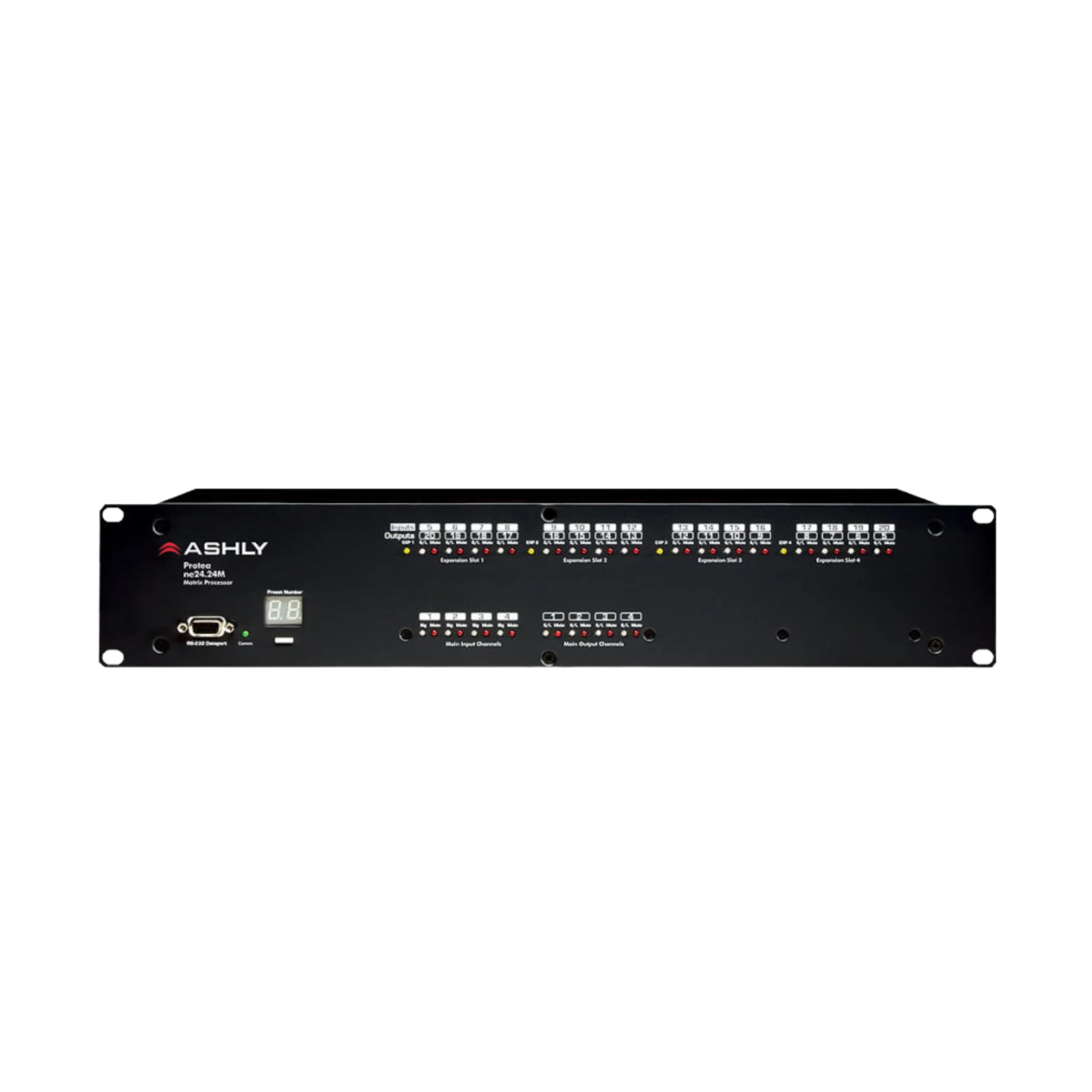 Ashly Protea network enabled matrix processor, 4x4 base unit, 24x24 maximum capacity (2RU)