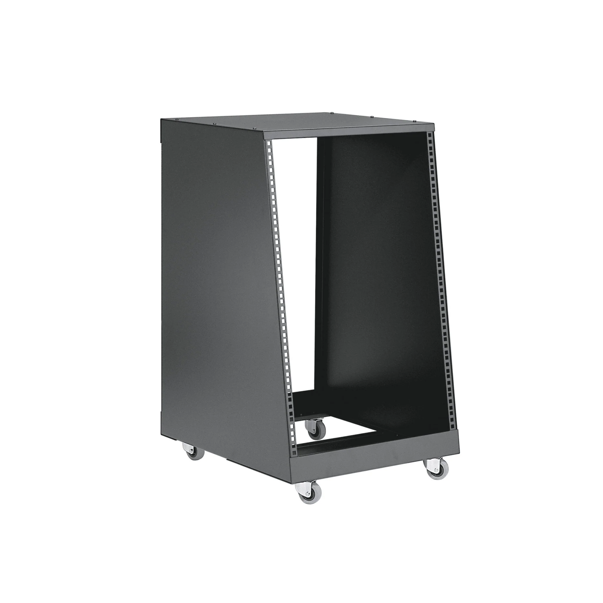 K&M 48260 steel rack; 16RU with sloping front & casters, black