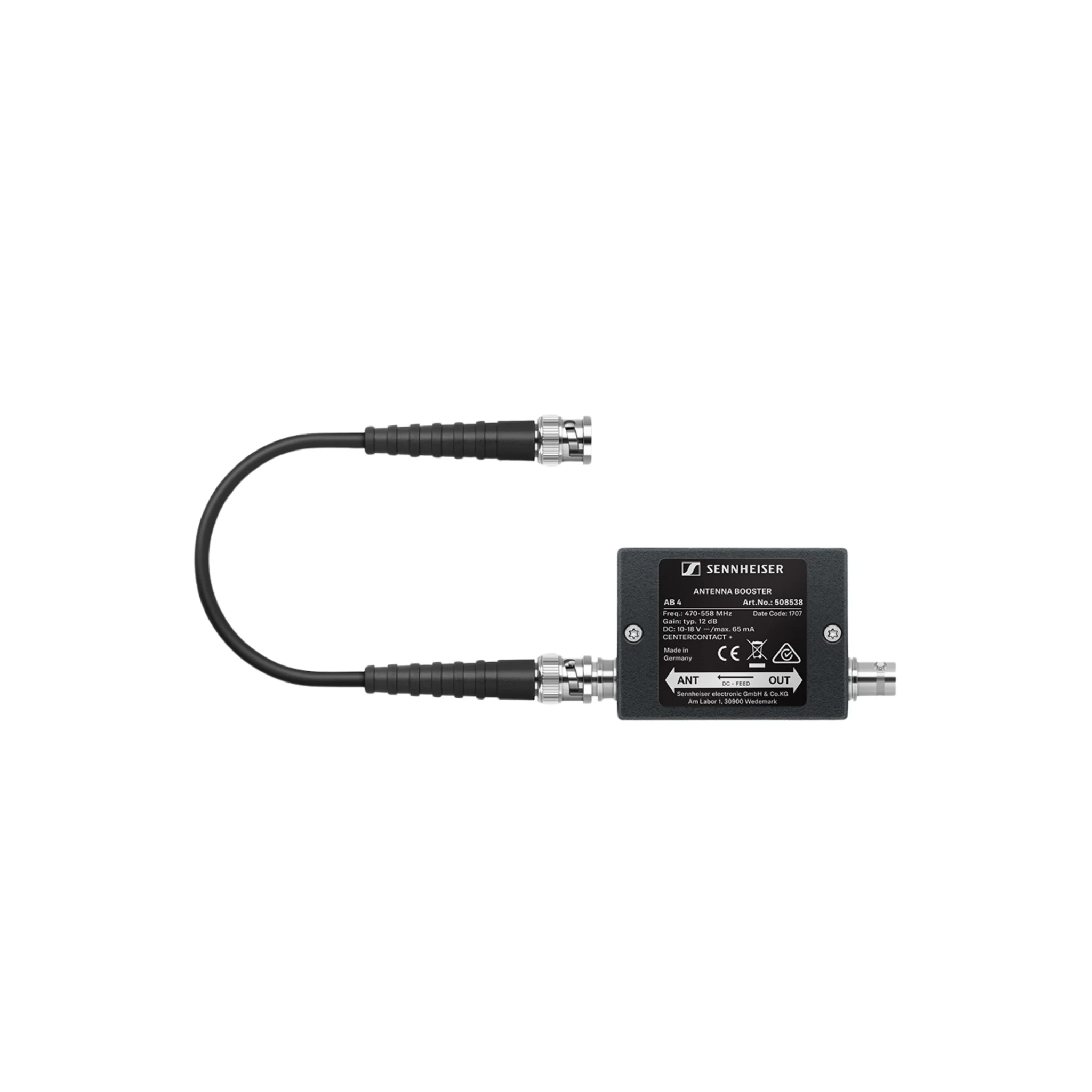 Sennheiser AB 4-DW Inline antenna booster, +10 dB gain, BNC connectors, frequency range: DW (790 –
