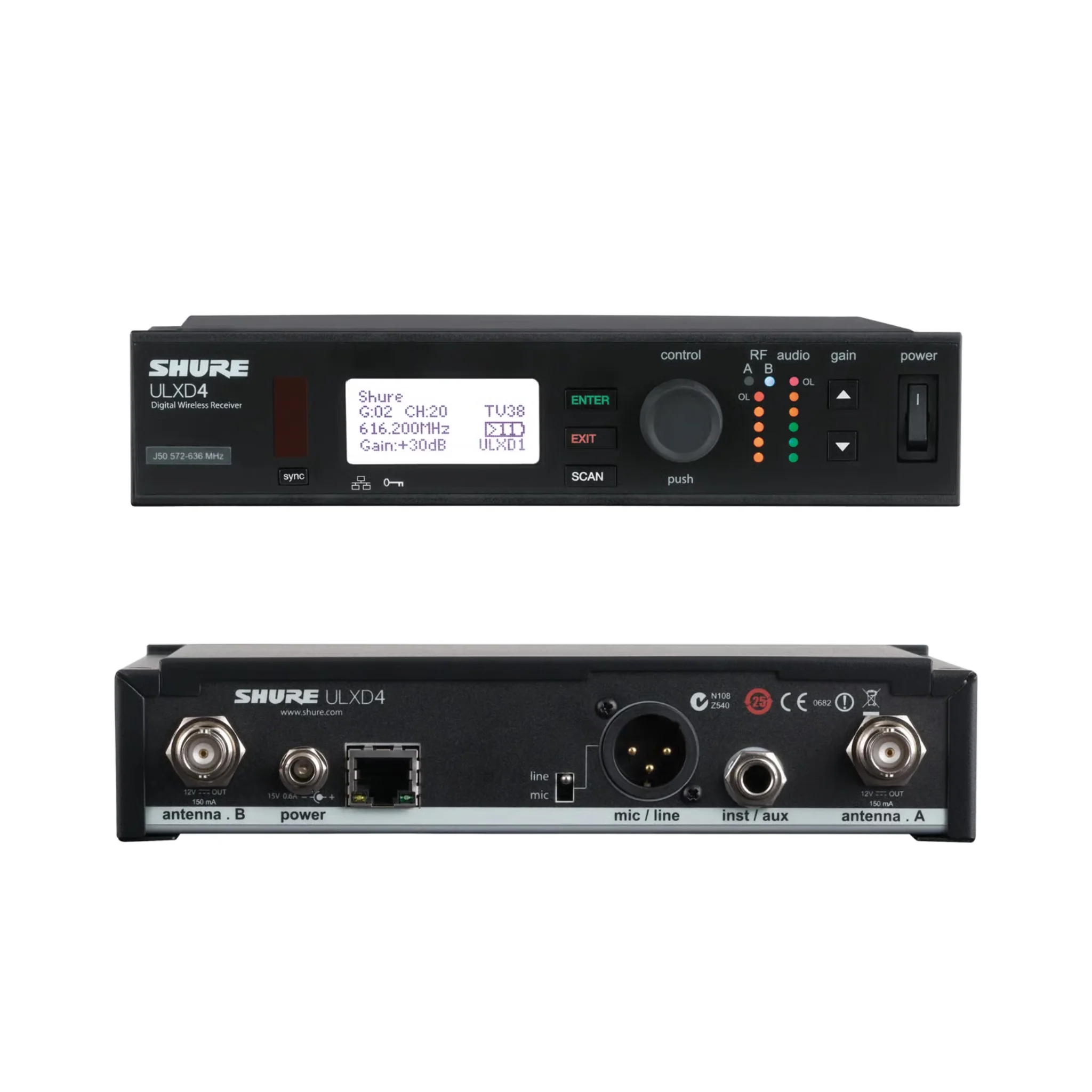 Shure ULXD4 Digital Wireless Receiver (606–670 MHz)