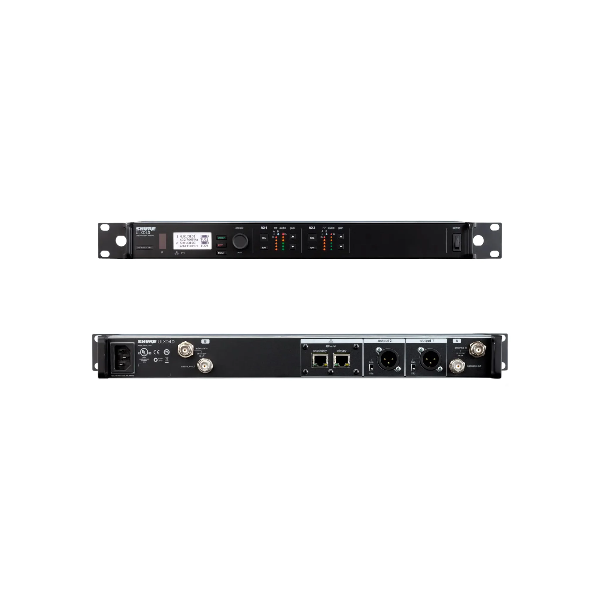 Shure ULXD4D Dual-Channel Digital Wireless Receiver (606-670 MHz)